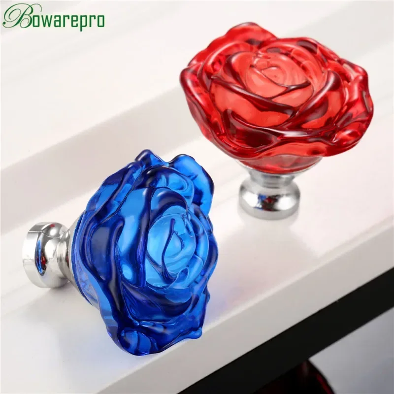 Furniture Hardware Lock - Bowarepro 50MM kryształowa róża szklany uchwyt
